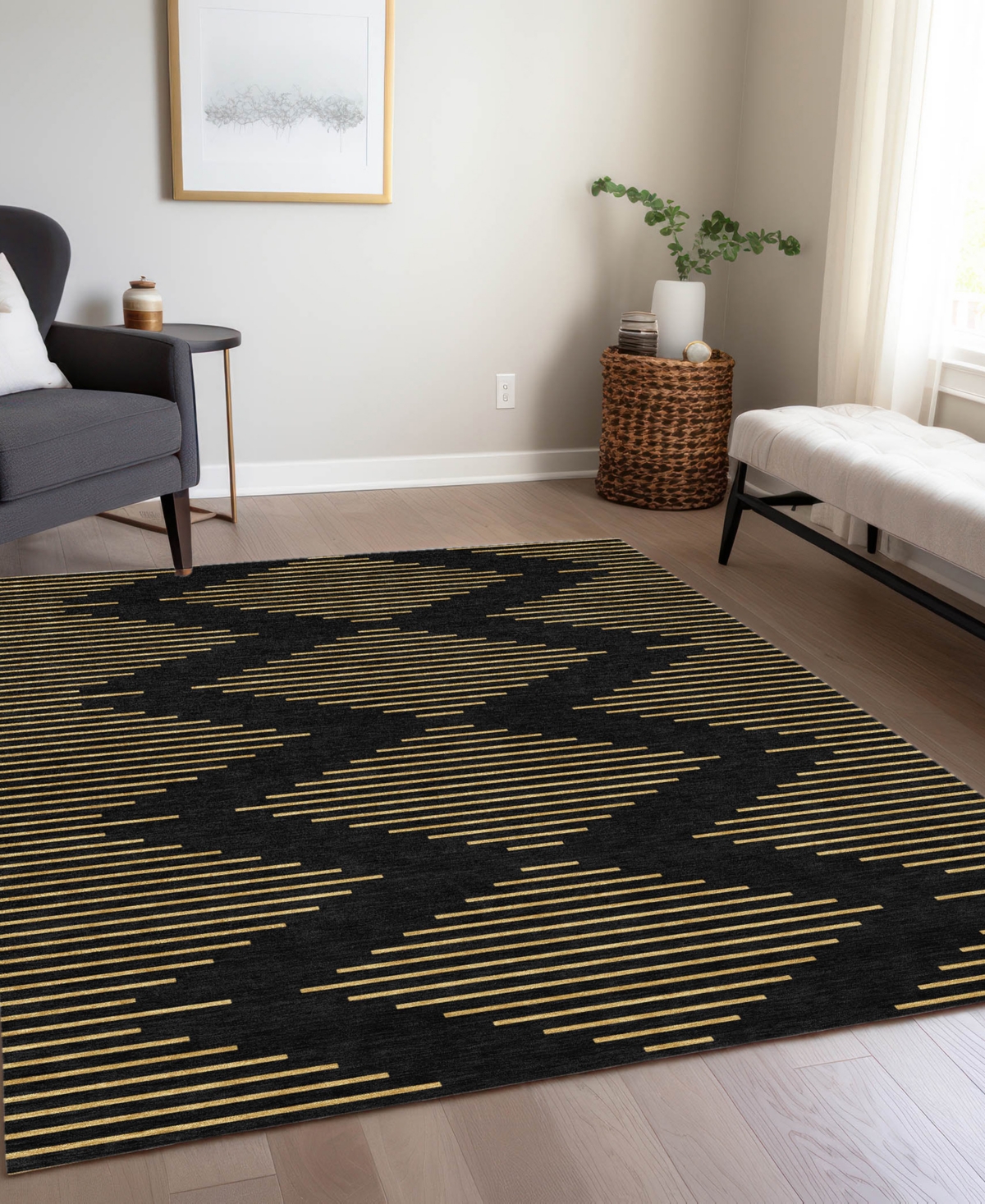 Addison Chantille Machine Washable Acn1017 8'x10' Area Rug In Black