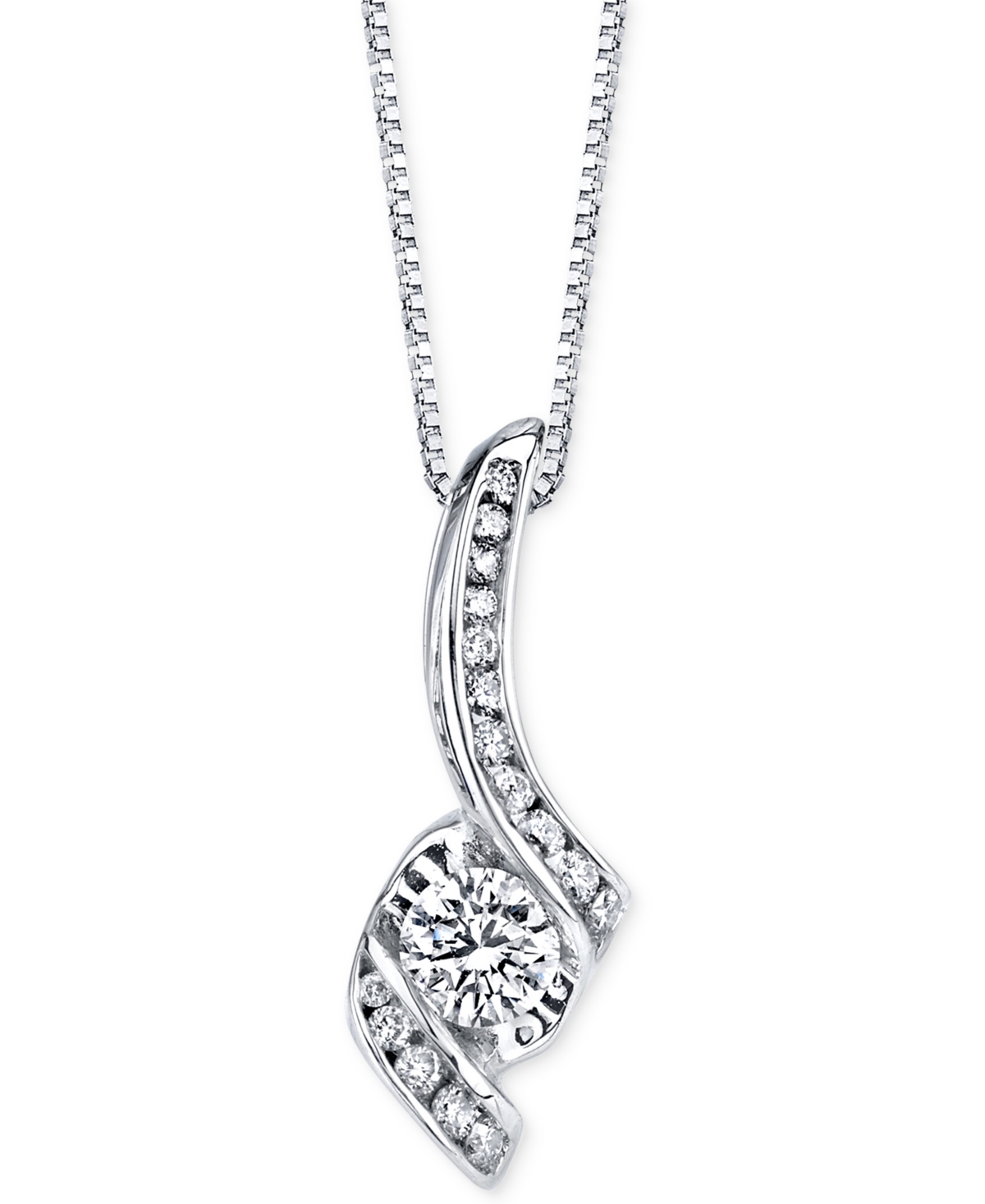 Diamond Pendant Necklace (3/8 ct. t.w.) in 14k White Gold - White Gold