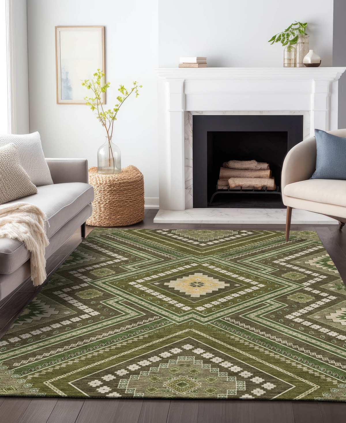 Addison Chantille Machine Washable Acn1010 9'x12' Area Rug In Olive