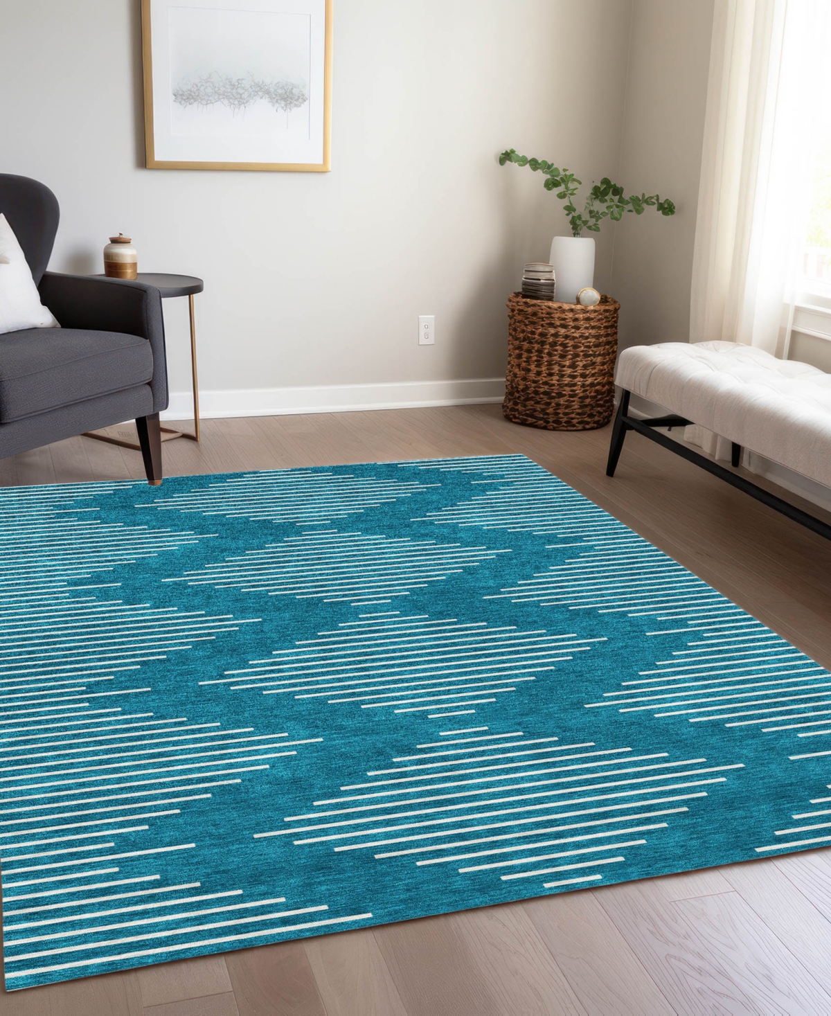 Addison Chantille Machine Washable Acn1016 5'x7'6" Area Rug In Teal