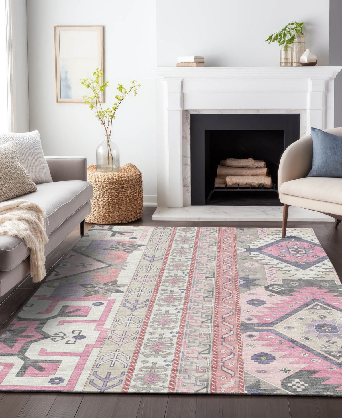 Addison Chantille Machine Washable Acn1015 2'6"x3'10" Area Rug In Pink