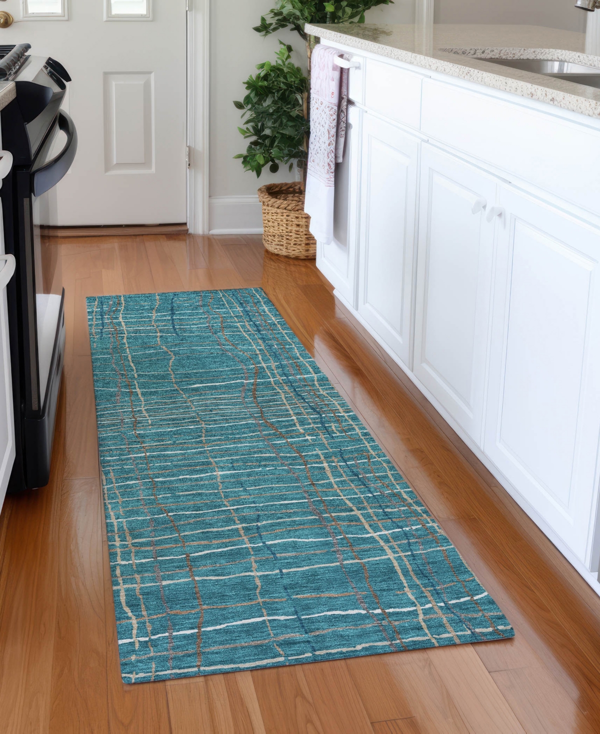 Addison Chantille Machine Washable Acn998 2'3"x7'6" Runner Area Rug In Teal