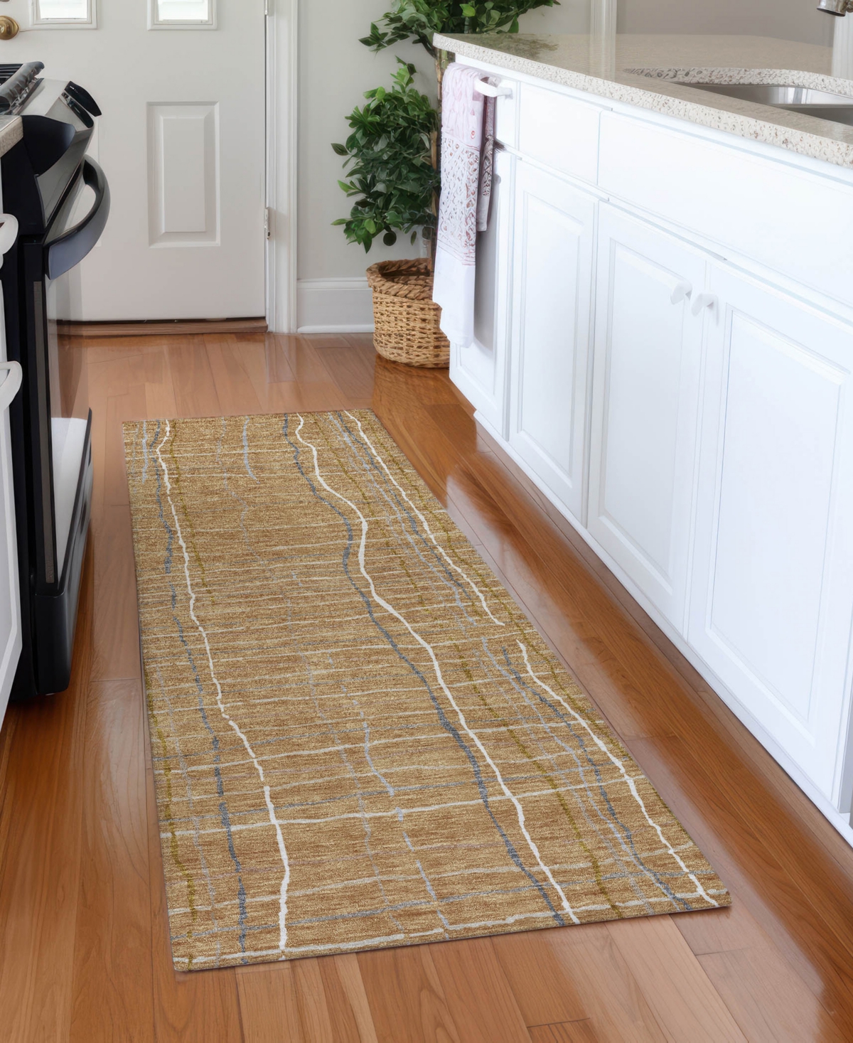 Addison Chantille Machine Washable Acn998 2'3"x7'6" Runner Area Rug In Gold