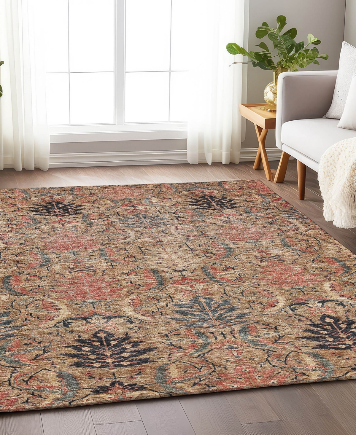 Addison Chantille Machine Washable Acn1082 9'x12' Area Rug In Khaki