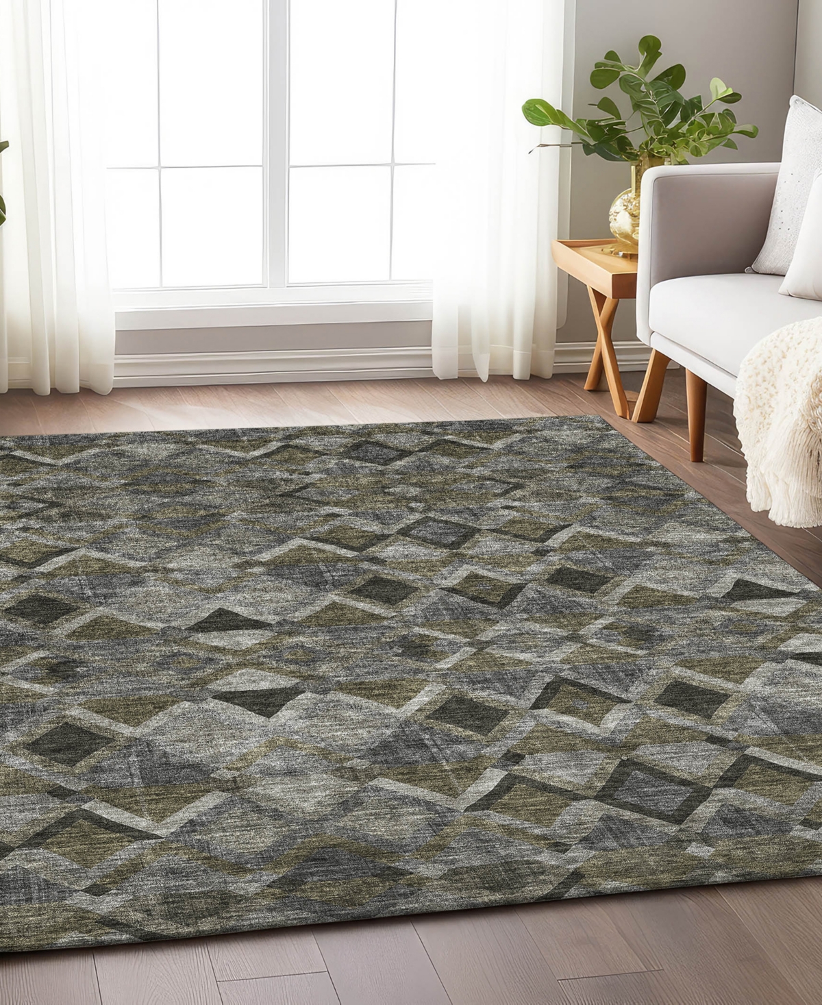 Addison Chantille Machine Washable Acn1080 9'x12' Area Rug In Gray