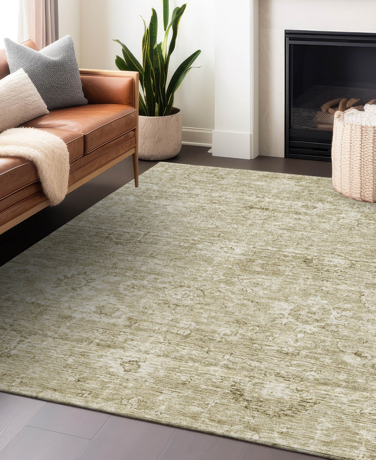 Addison Chantille Machine Washable Acn1089 5'x7'6" Area Rug In Beige