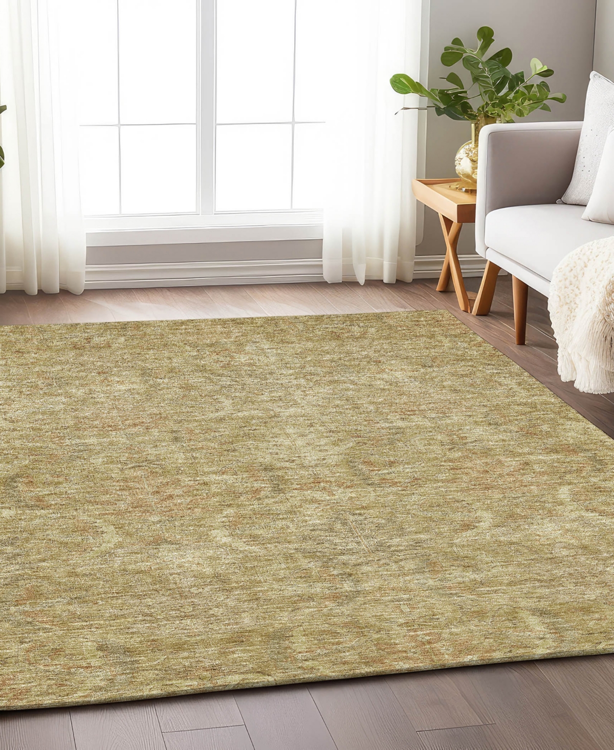 Addison Chantille Machine Washable Acn1082 5'x7'6" Area Rug In Wheat