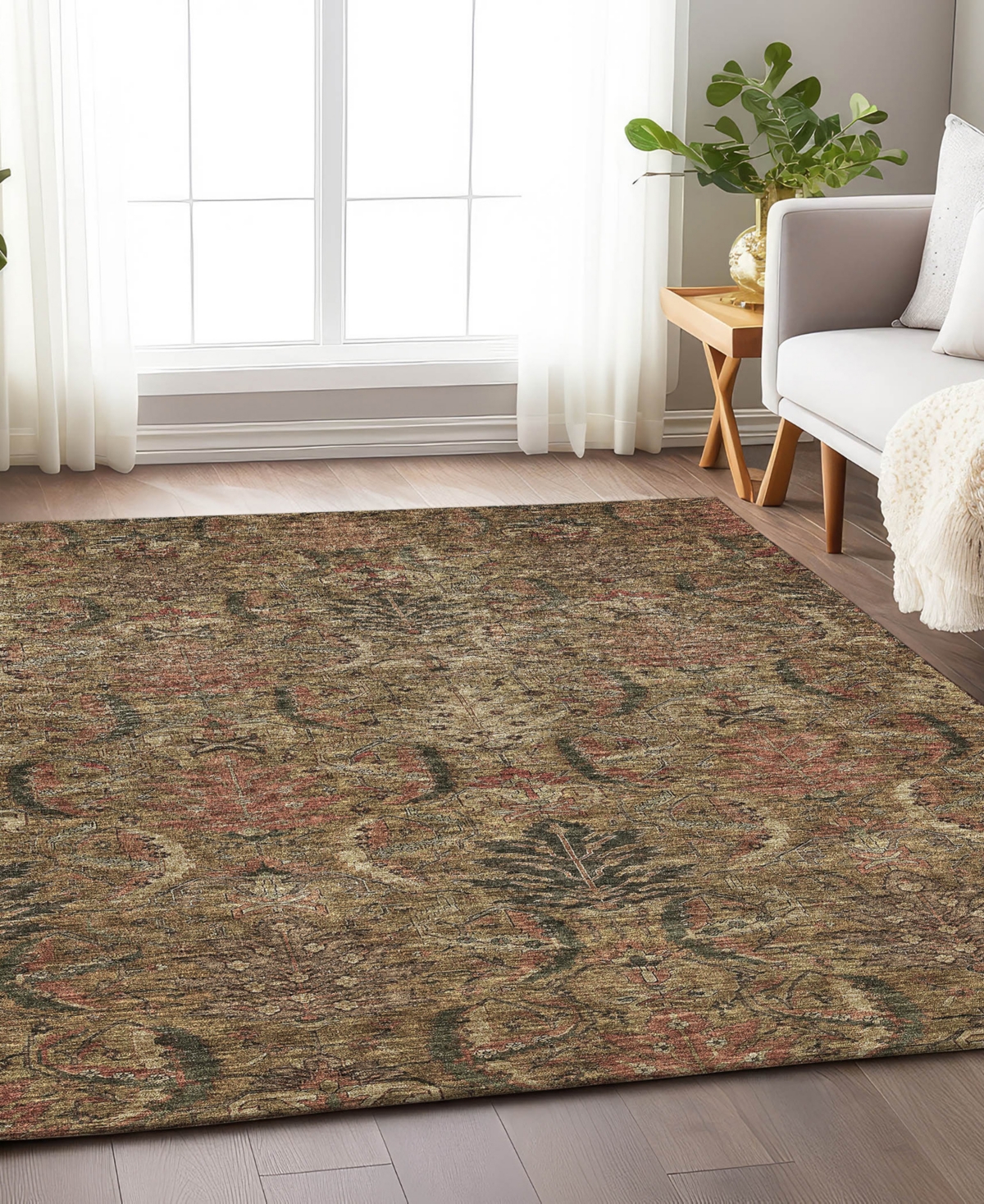 Addison Chantille Machine Washable Acn1082 5'x7'6" Area Rug In Brown