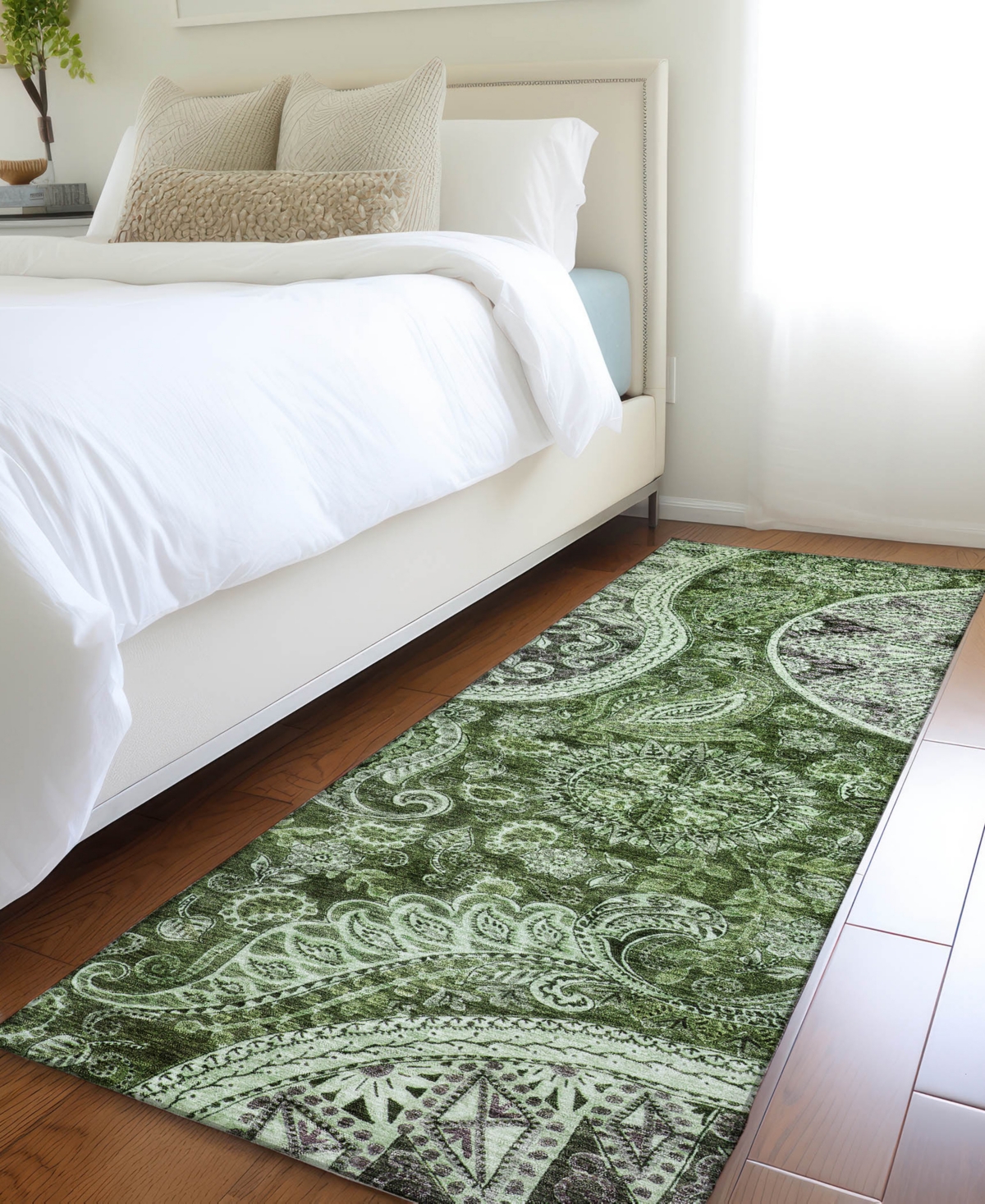 Addison Chantille Machine Washable Acn1078 2'3"x7'6" Runner Area Rug In Olive