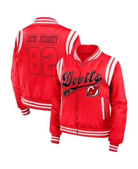 Женские куртки WEAR by Erin Andrews Women's Red New Jersey Devils Baller Full-Zip Bomber Jacket
