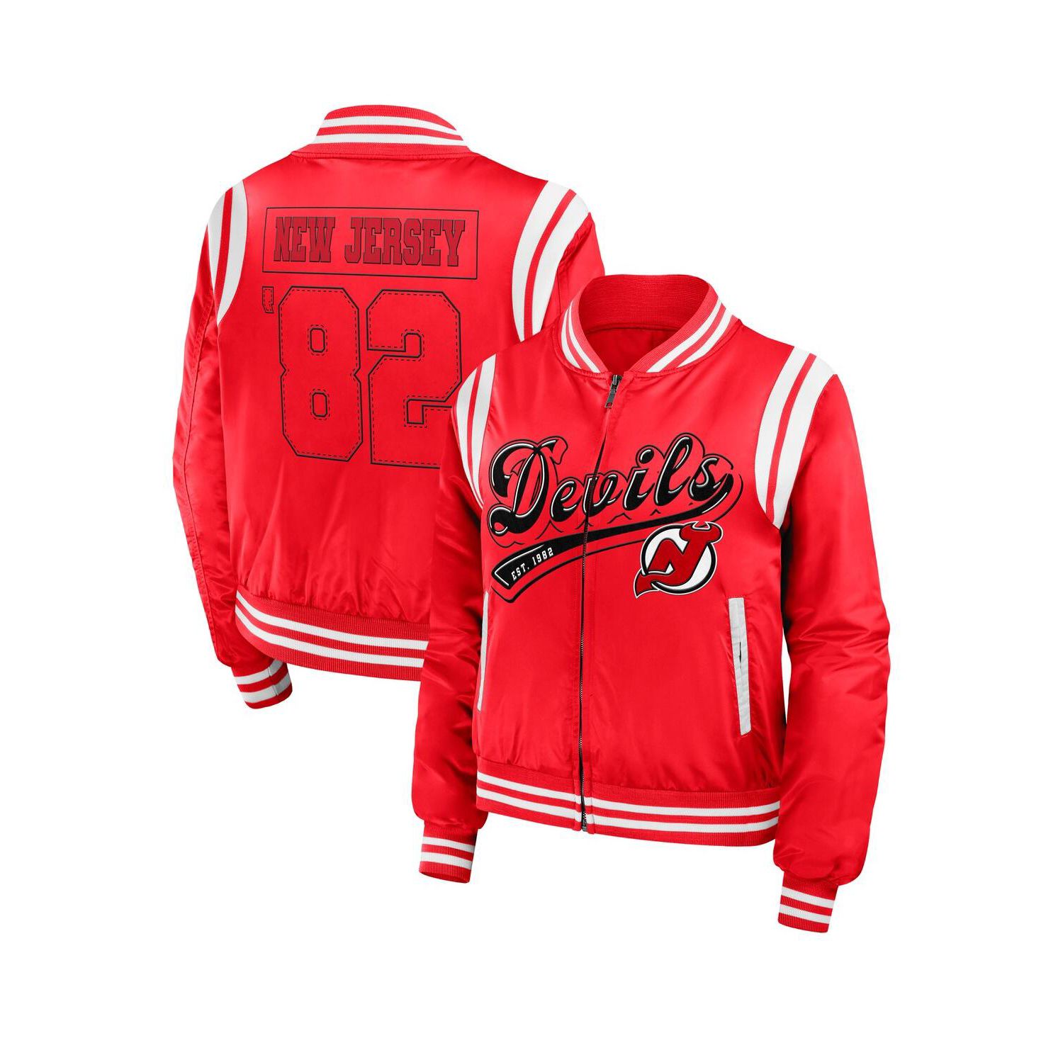 Women's Red New Jersey Devils Baller Full-Zip Bomber Jacket