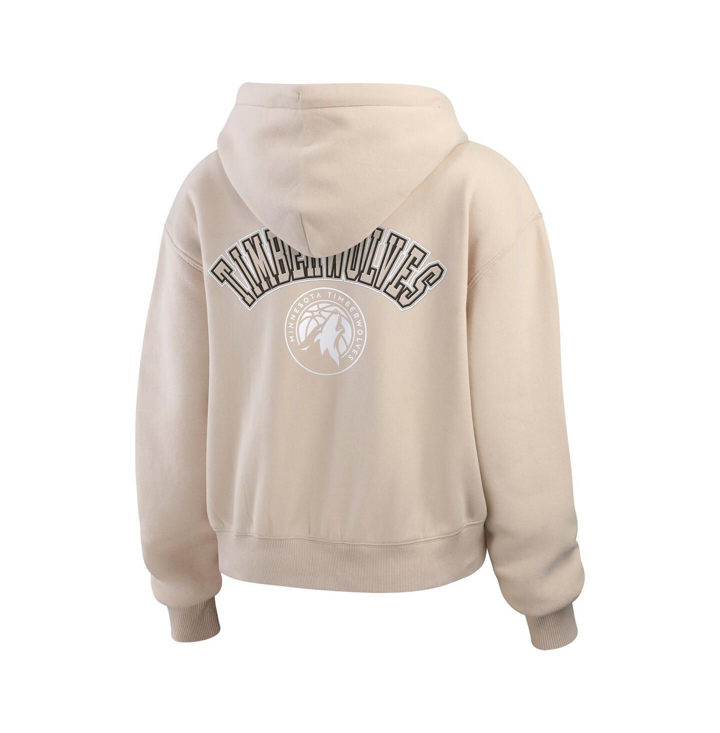 Женское худи WEAR by Erin Andrews Tan Minnesota Timberwolves Tonal Felt Patch Full-Zip — фото 3