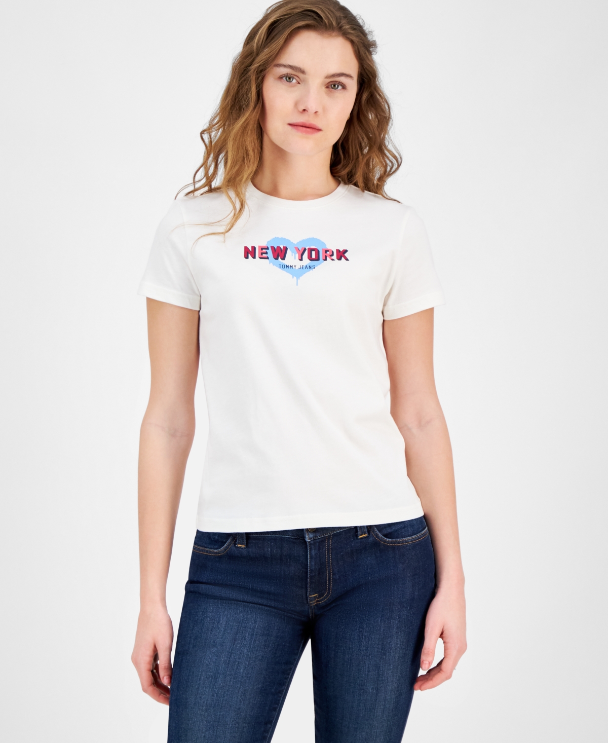Tommy Jeans Women's Cotton X Nyc Heart Graphic T-shirt In Ancient White