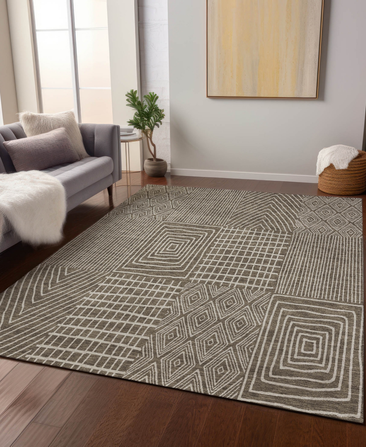 Addison Chantille Machine Washable Acn990 9'x12' Area Rug In Brown