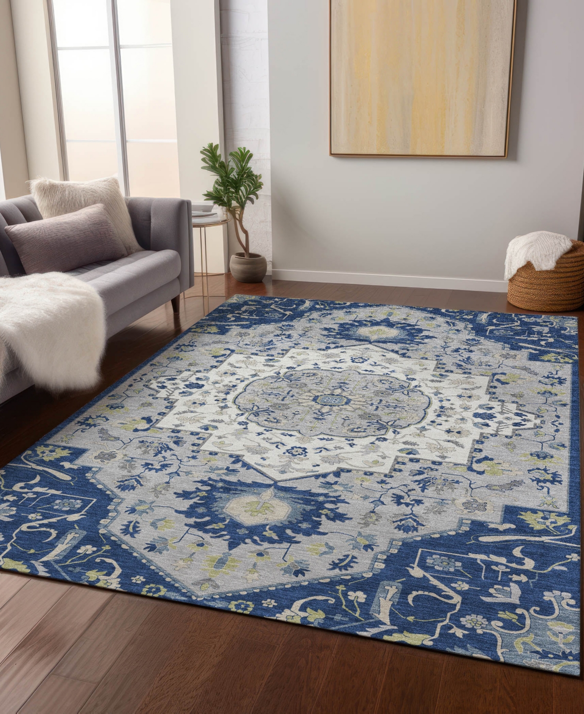 Addison Chantille Machine Washable Acn985 9'x12' Area Rug In Navy