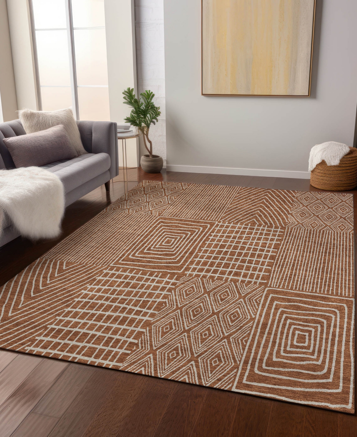 Addison Chantille Machine Washable Acn990 8'x10' Area Rug In Paprika