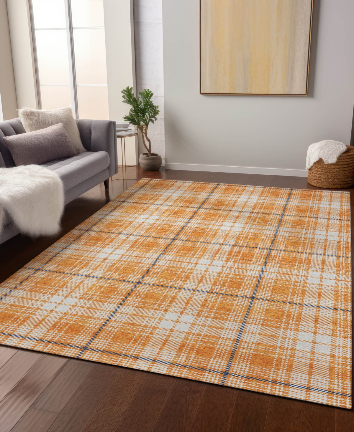 Addison Chantille Machine Washable Acn993 5'x7'6" Area Rug In Orange