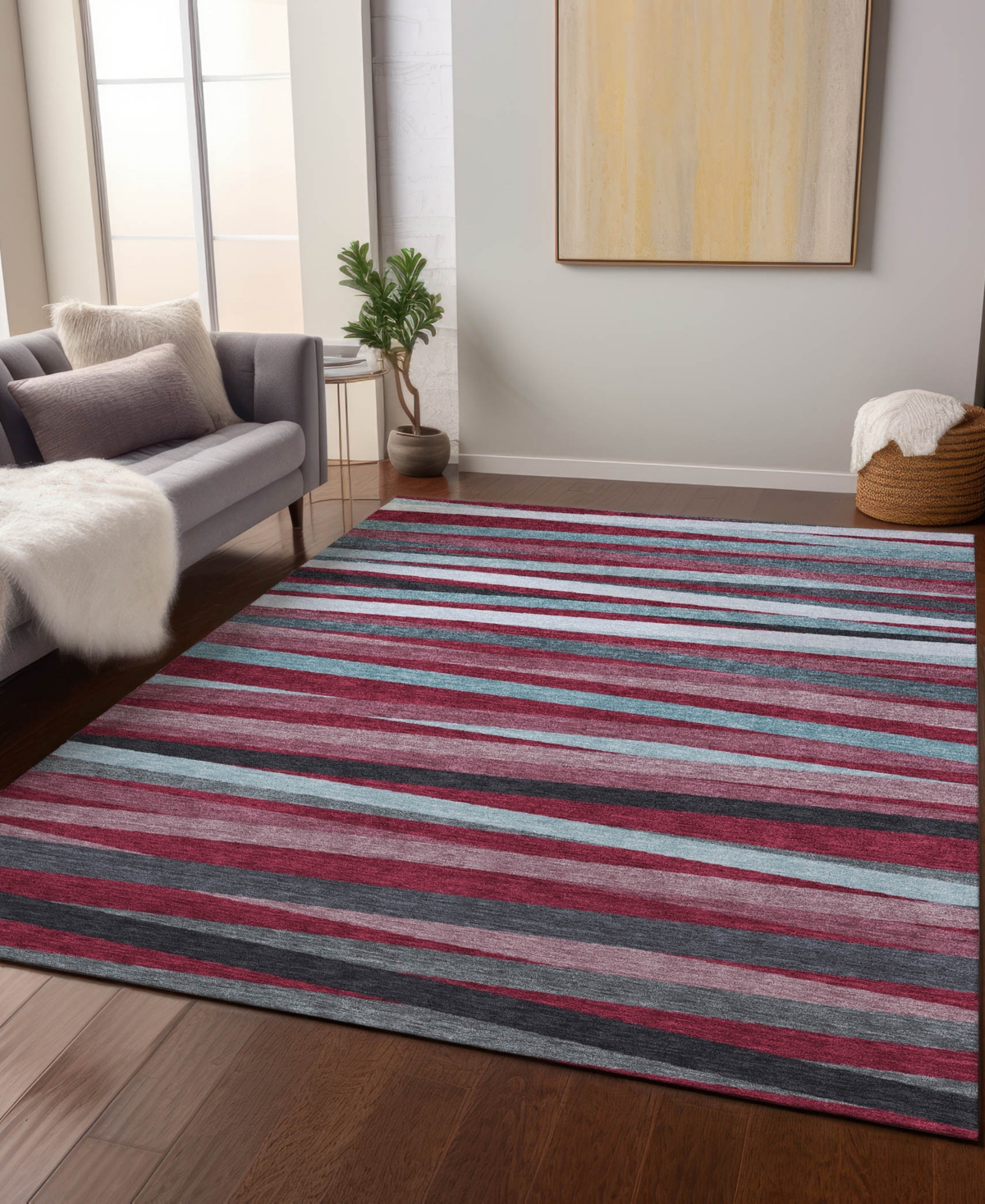 Addison Chantille Machine Washable Acn997 3'x5' Area Rug In Burgundy