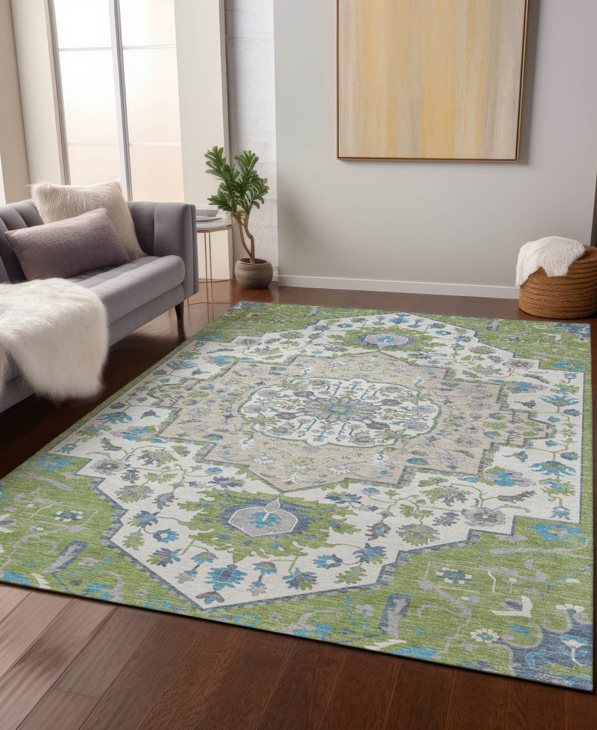 Addison Chantille Machine Washable Acn985 2'6"x3'10" Area Rug In Grass