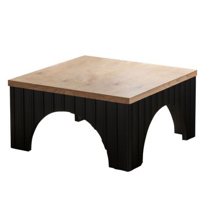 Rustic Wood Coffee Table with Arch Base