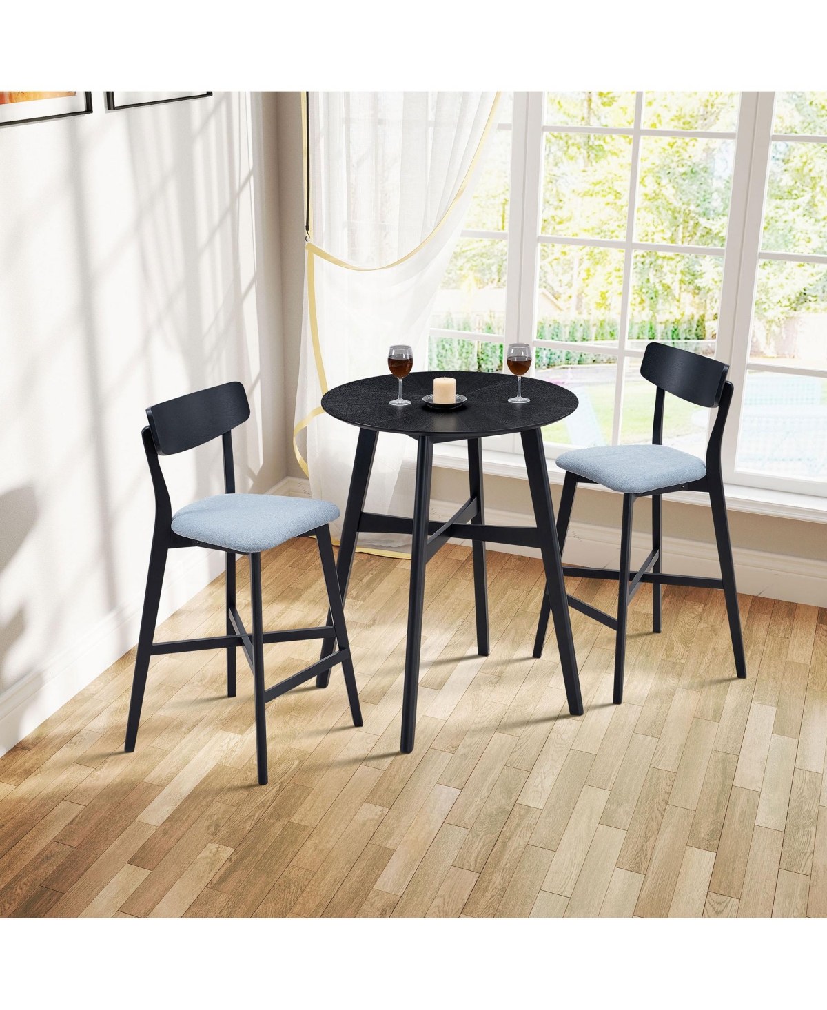 Streamdale Furniture 31.5 Inch Oversize Round Bar Table, Wooden High Top Kitchen Dining Table for Pub,Living Room,Restaurant,Cocktail Bar- Blac