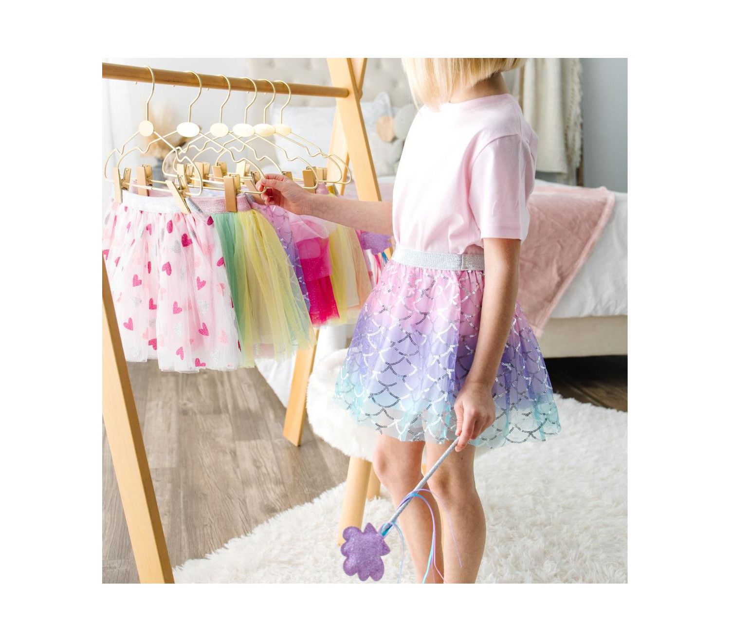 Little and Big Girls Sparkling Mermaid Tutu Skirt