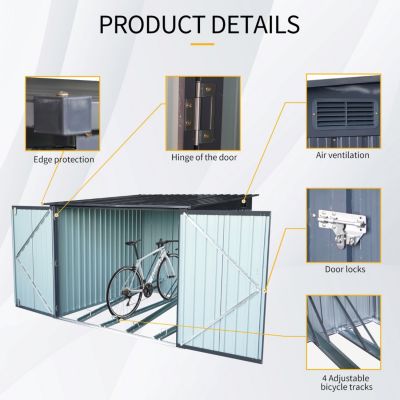 Outdoor Steel Bike Shed (Black