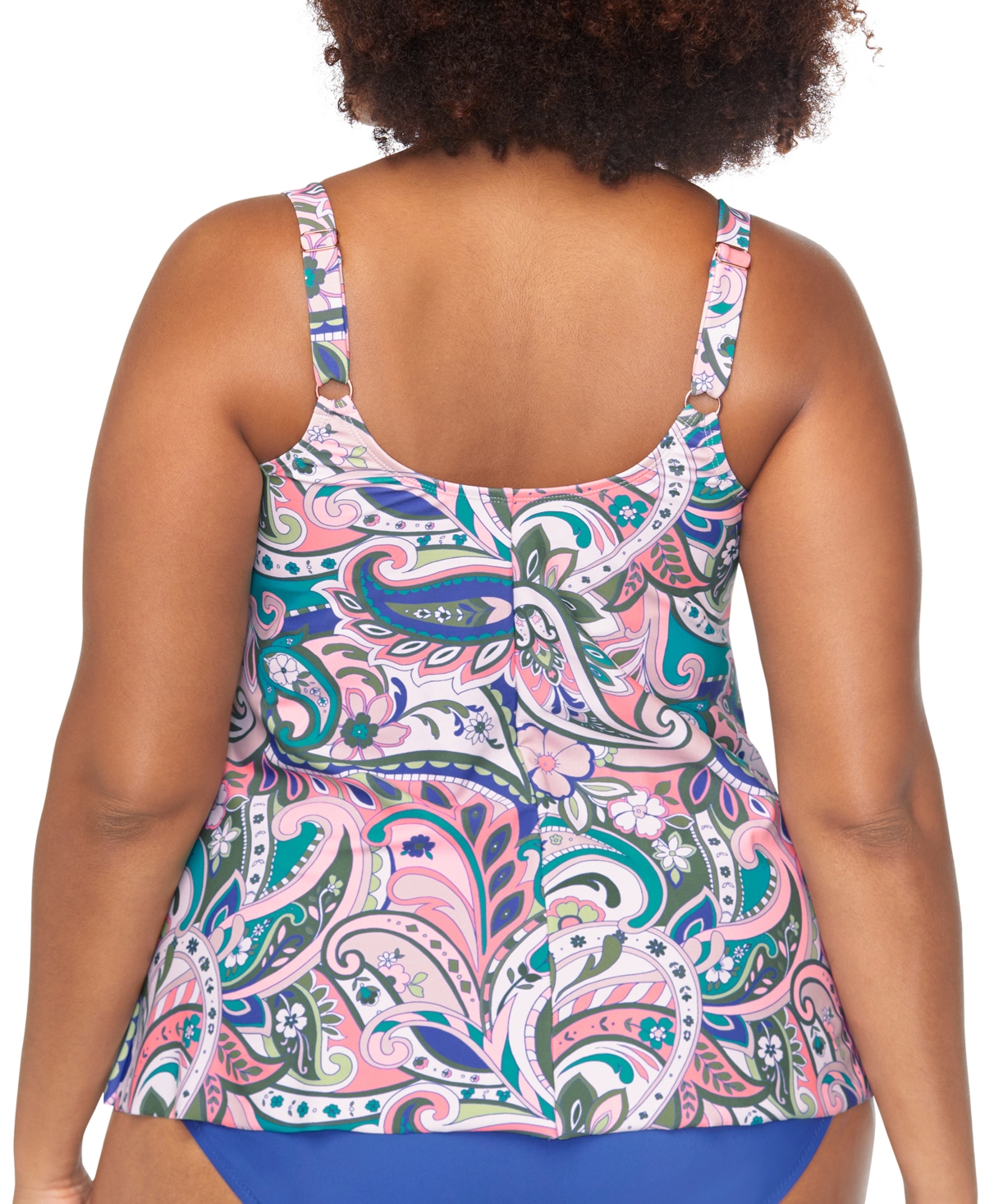 Raisins Curve Trendy Plus Size Shoreline Keyhole Tankini Top In Multi