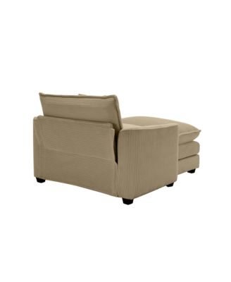 Comfortable Single Chair Deep Seat Sofa With Footstool With One Pillow, Suitable for Living Room and Bedroom, Club Multiple Occasions, Tan Corduroy Fabric