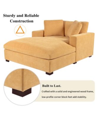 Mirod 53.5''70.9'' Oversized Chaise, Lounge Chair - Classic Design, Soft Fabric, Easy Assembly, Durable Frame with Solid Wood Legs