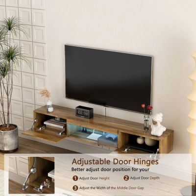 Floating TV Stand with LED Lights & Outlet