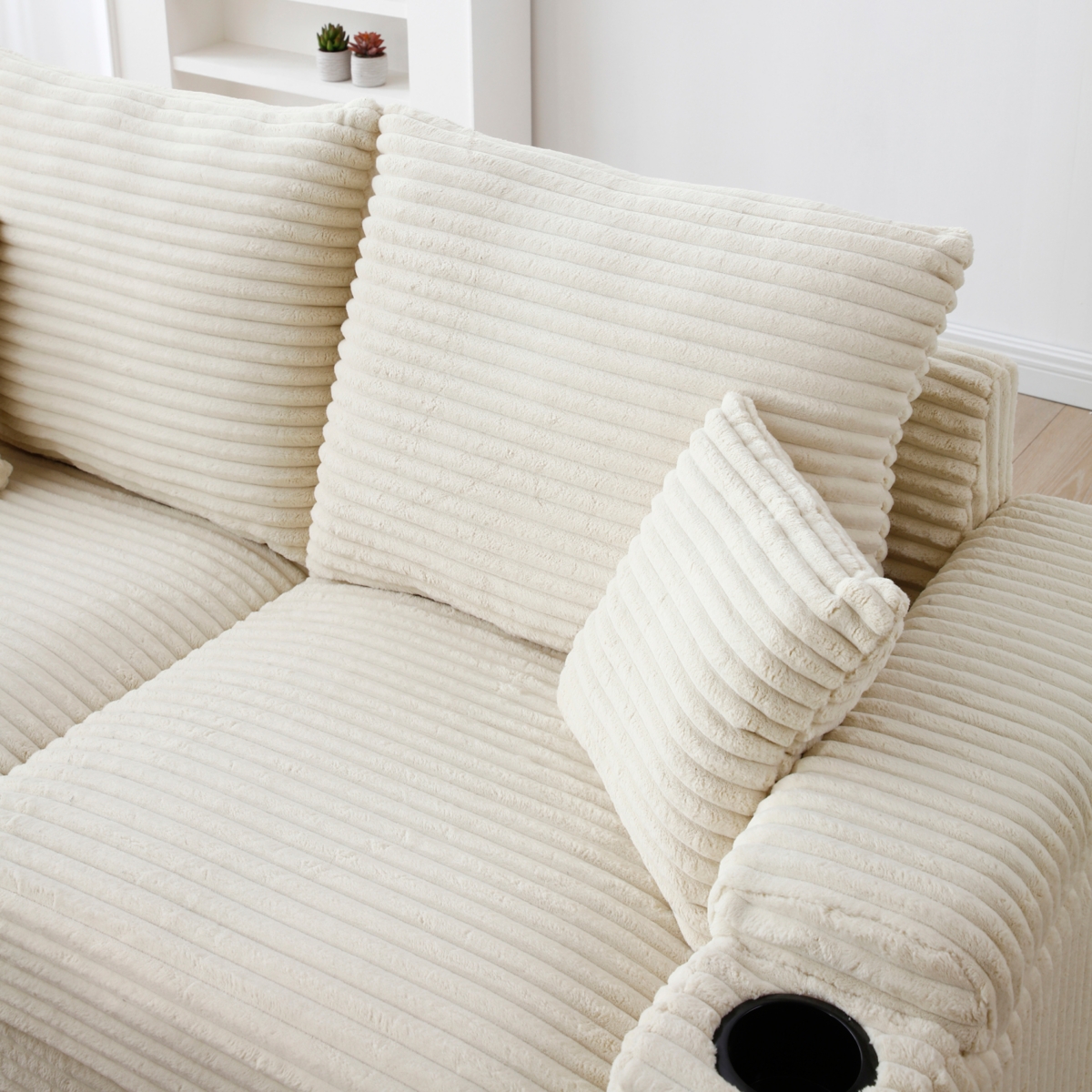 Streamdale Furniture Loveseat with Ottomans,Corduroy Fabric Modular Sectional Sofa,Comfy Deep Plush Couch with Ottomans and Two Pillows,for Small Spac