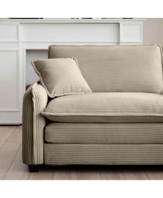 Luxurious and Sophisticated Sofa Set with Soft Cushions and Pillows, Sofa Set for Living Rooms and Clubs as well as Home Theaters, Consisting of Two Single Sofas and a 2-Seaters Sofas in Tan Corduroy