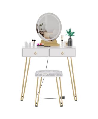 Table with Mirror Lamp,Dressing Table,Dressing Table with Upholstered Stool and Table