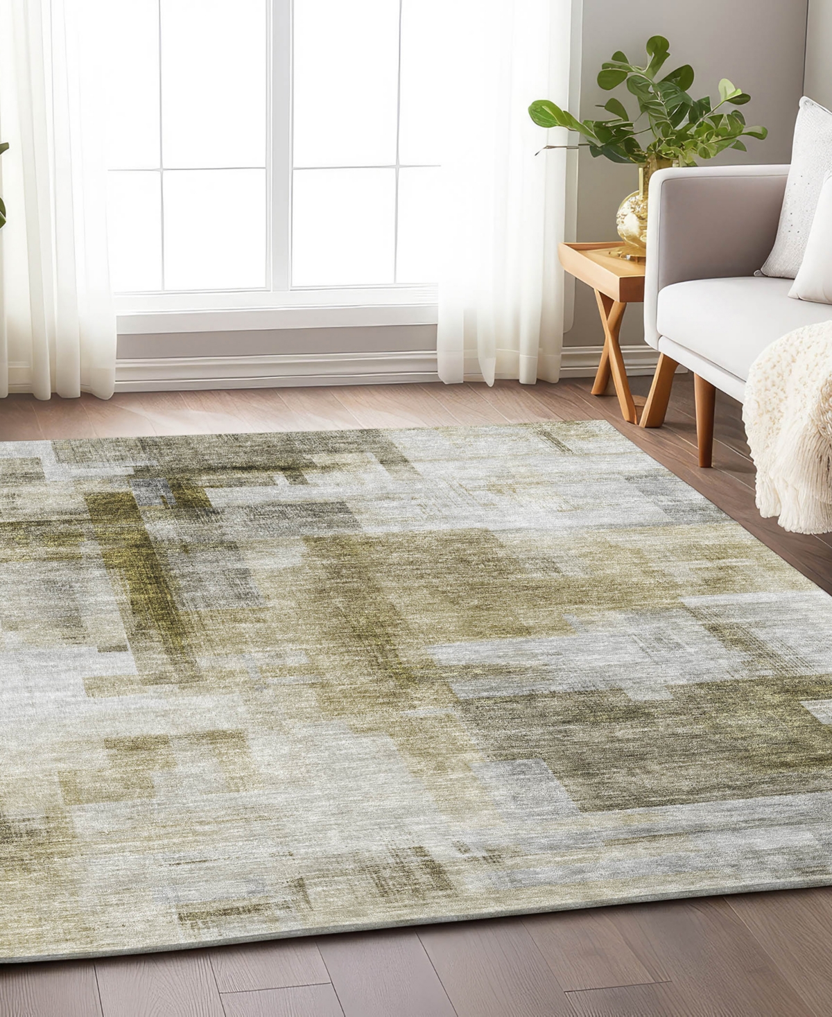 Addison Chantille Mahine Washable Acn1067 9'x12' Area Rug In Taupe