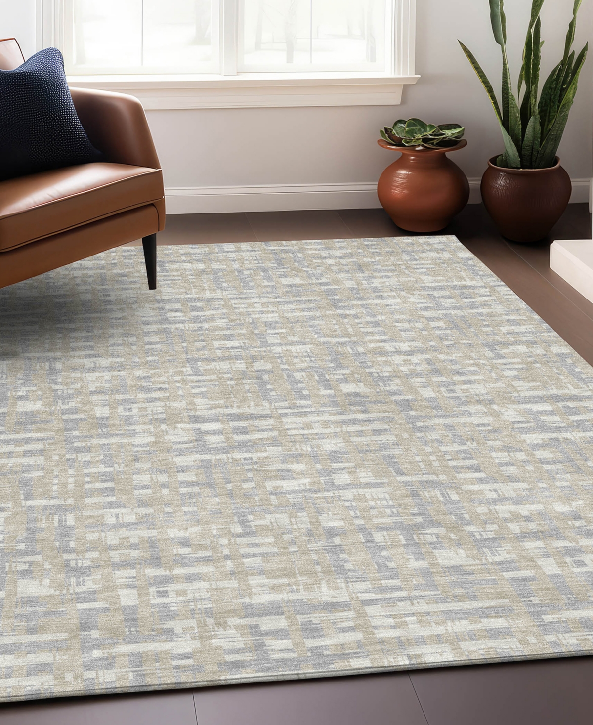 Addison Chantille Mahine Washable Acn1060 8'x10' Area Rug In Beige