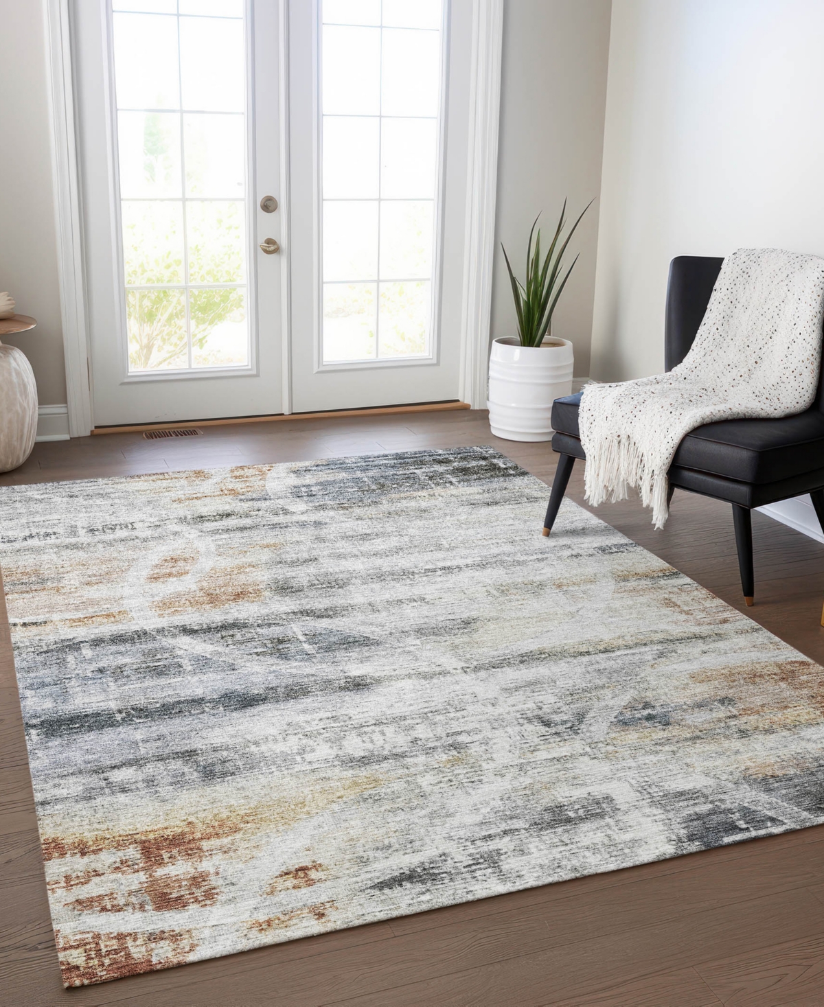 Addison Chantille Machine Washable Acn1178 8'x10' Area Rug In Silver