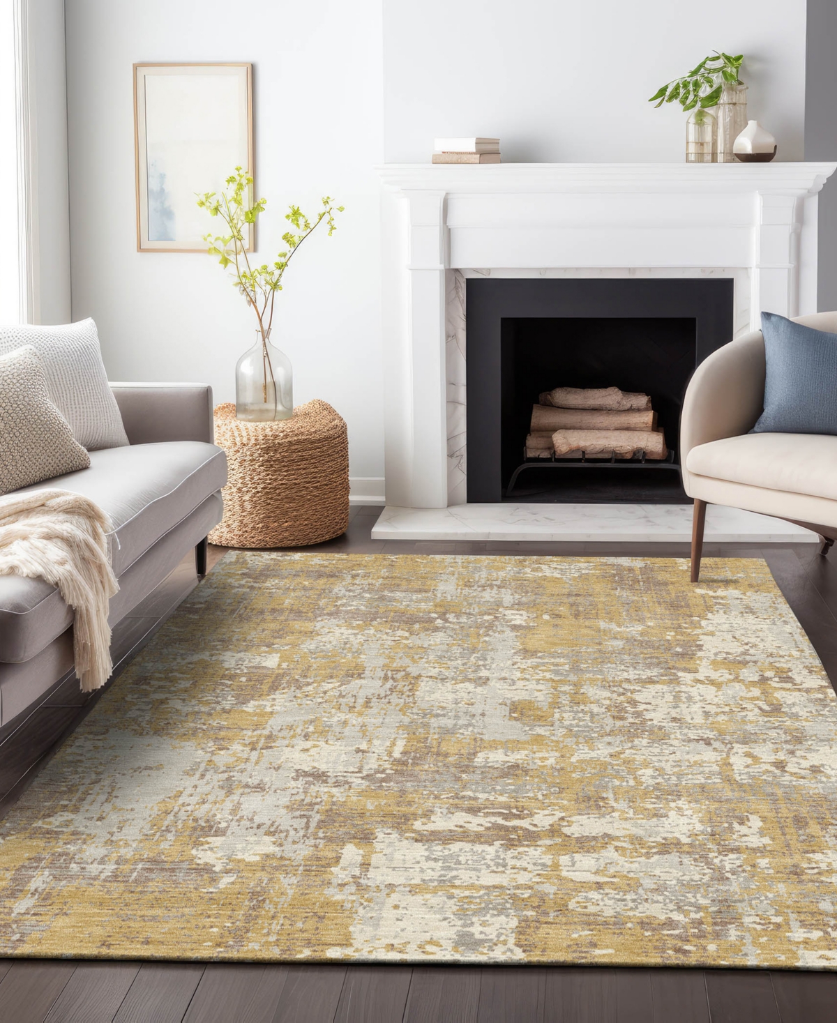 Addison Chantille Machine Washable Acn1008 2'6"x3'10" Area Rug In Gold