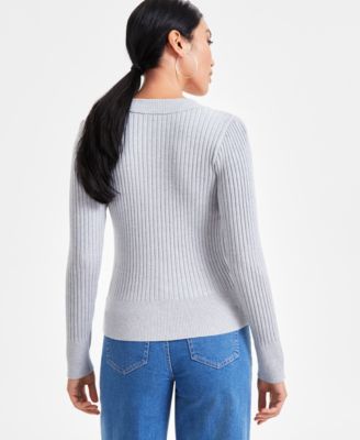 Женский свитер в рубчик с V-образным вырезом от I.N.C. International Concepts, эксклюзивно в Macy's