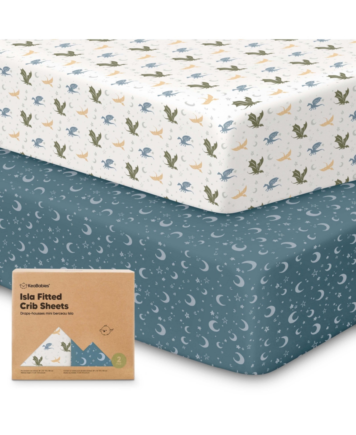 KeaBabies 2pk Fitted Crib Sheets for Boys, Girls, Organic Baby Crib Sheet, Standard Nursery Crib Sheet Cover