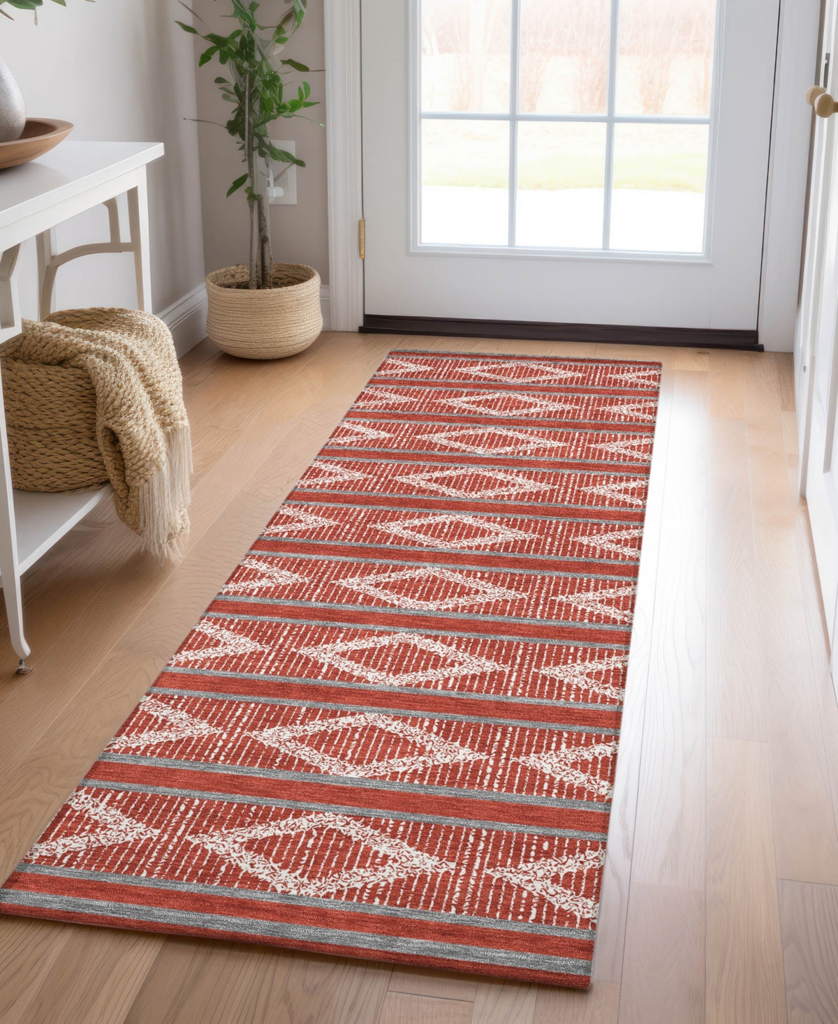 Addison Chantille Mahine Washable Acn1029 2'3"x7'6" Runner Area Rug In Red