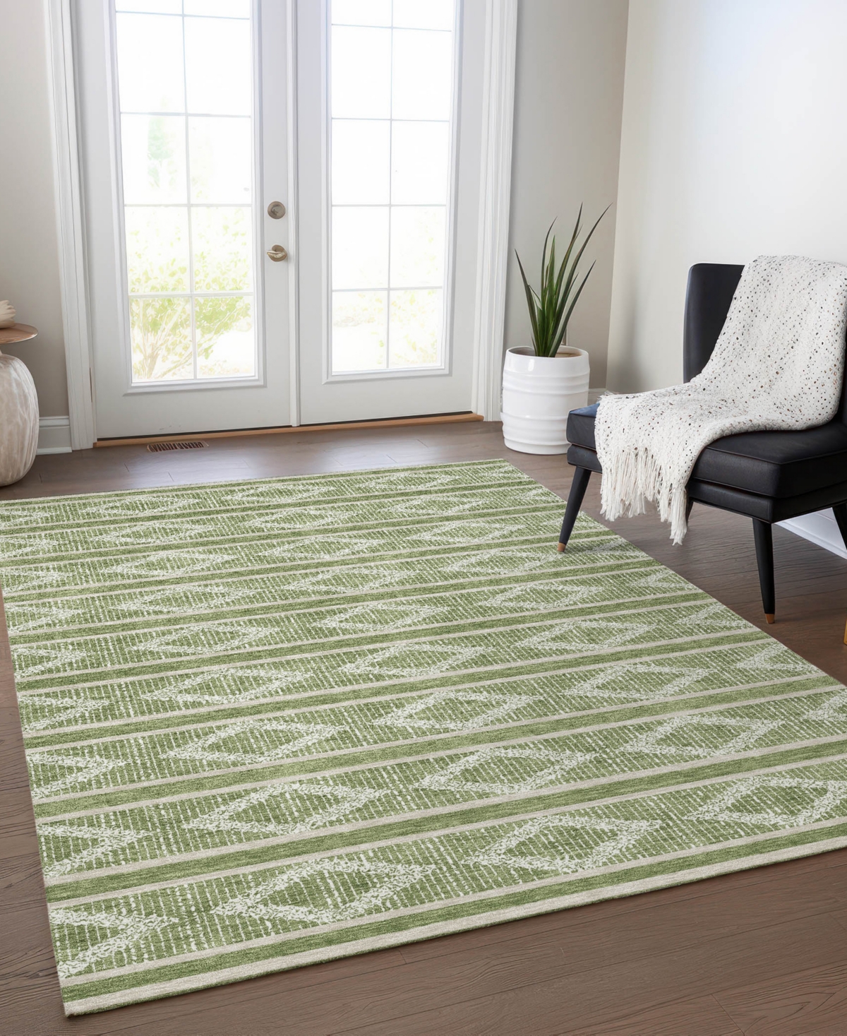 Addison Chantille Mahine Washable Acn1029 5'x7'6" Area Rug In Green