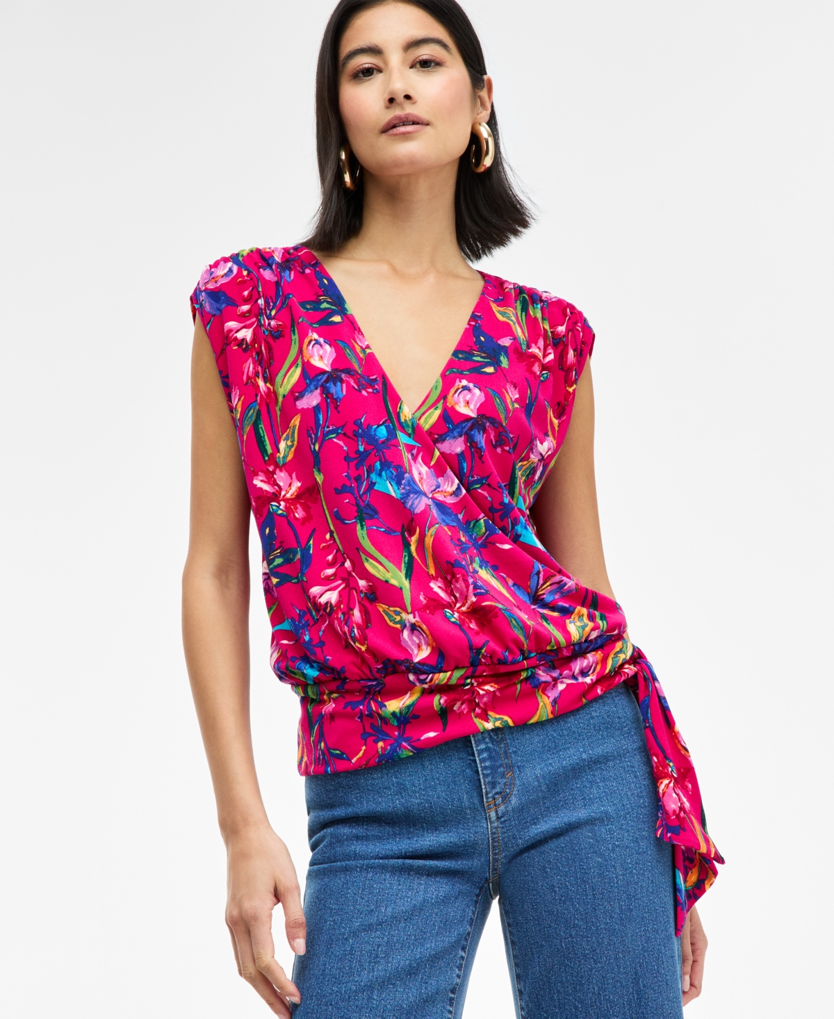 Women's Printed Side Surplice Top, Exclusively at Macy's - Gala Garde