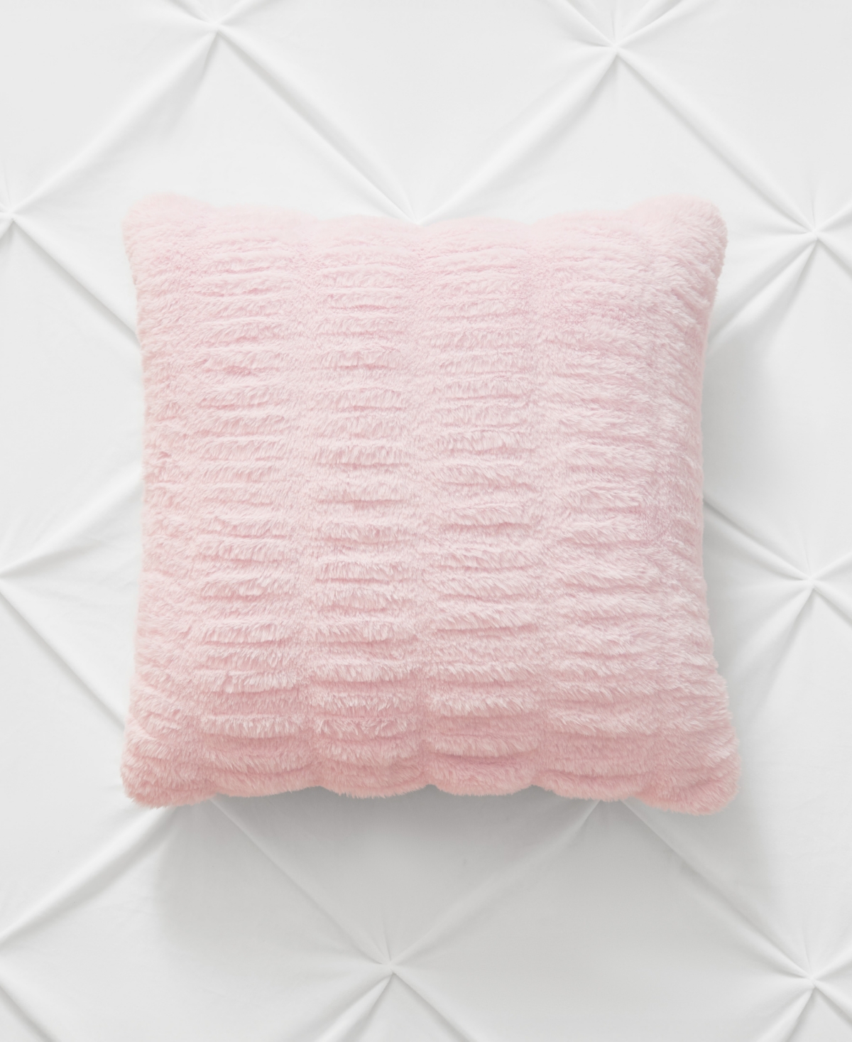 Juicy Couture Pleated Faux Fur Decorative Pillow, 20" X 20" In Pink