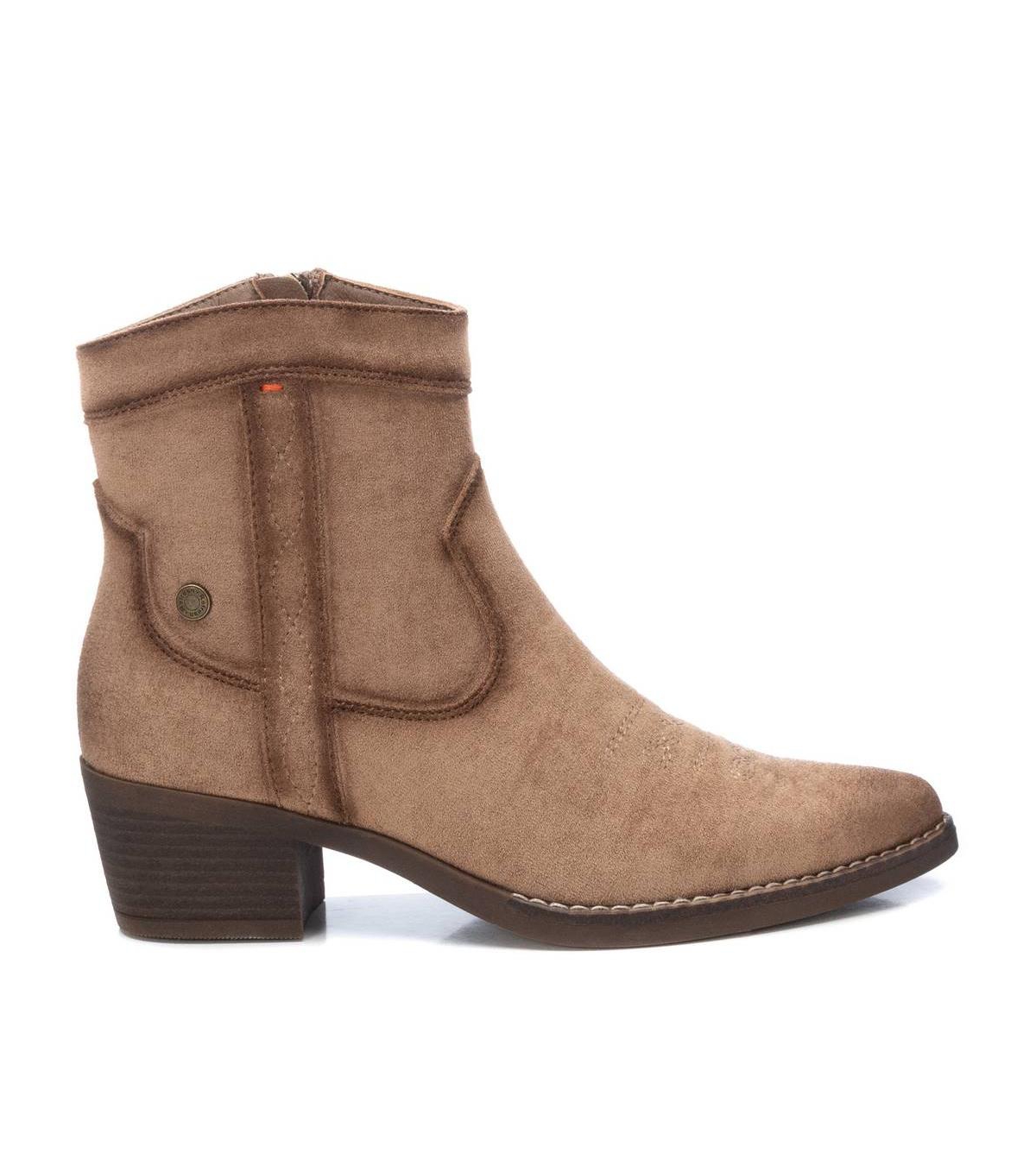 Women's Italian Western Suede Booties By - Camel