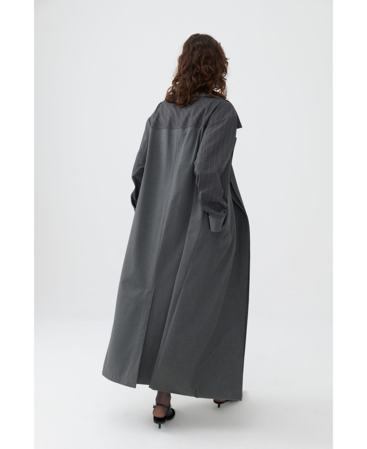 Nocturne Women's Striped Double Breasted Trench Coat