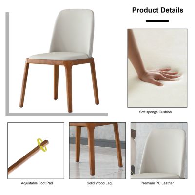 Streamdale Modern PU Leather Dining Chairs with Wooden Legs (Set of 2)
