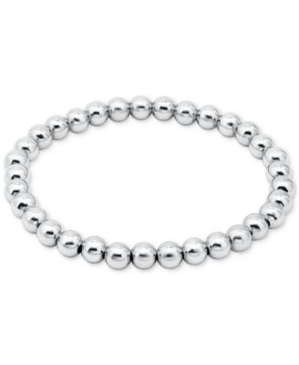 Polished Beaded Stretch Bracelet (6mm) in 18k Gold over Sterling Silver