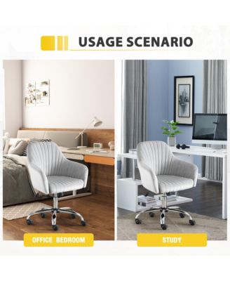 Velvet Accent Chair Modern Home Office Leisure Chair with Adjustable Height and Casters