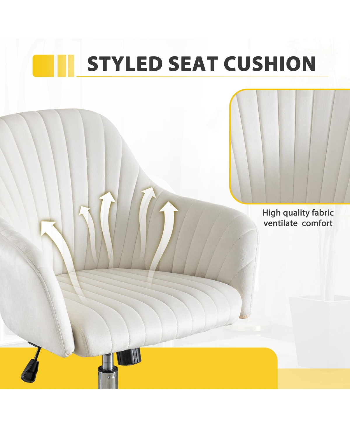 Boyel Living Velvet Accent Chair Modern Home Office Leisure with Adjustable Height and Casters